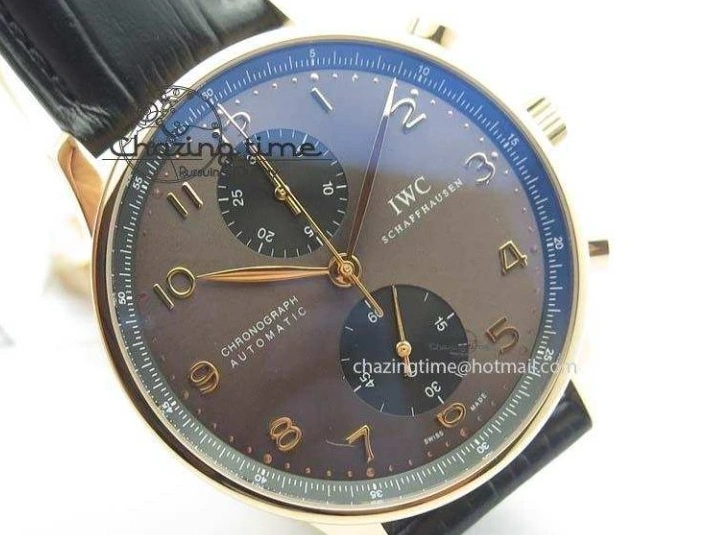 MIROTIME 0325 Classic Portuguese IW371482 ZF 1:1 Best Edition RG Gray Dial Gold Markers On Black Leather Strap A 7265